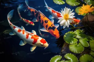 Puzzle for Adults 500 Pieces Garden Pond Serene with Colorful Koi Fish Swimming Wooden Jigsaw Puzzle Challenging Puzzles Families DIY Puzzles Size is 20.47x14.96 in Kids Game School Supplies Props