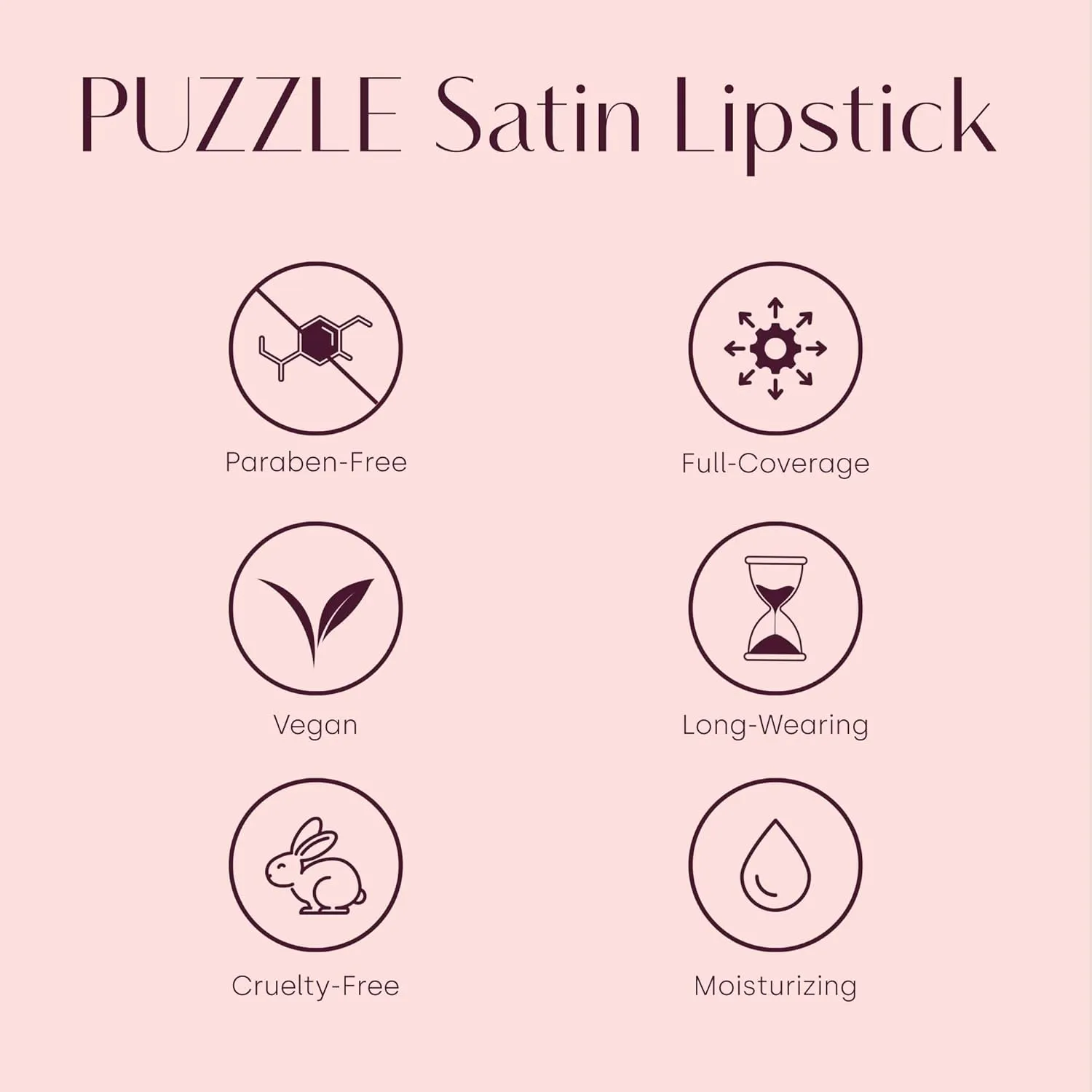 PUZZLE Satin Lipstick | Creamy, Long-Lasting, Moisturizing, Weightless, Cruelty-Free, Vegan, Paraben-Free, Medium Pigment Color (Lost | Pink Peach)