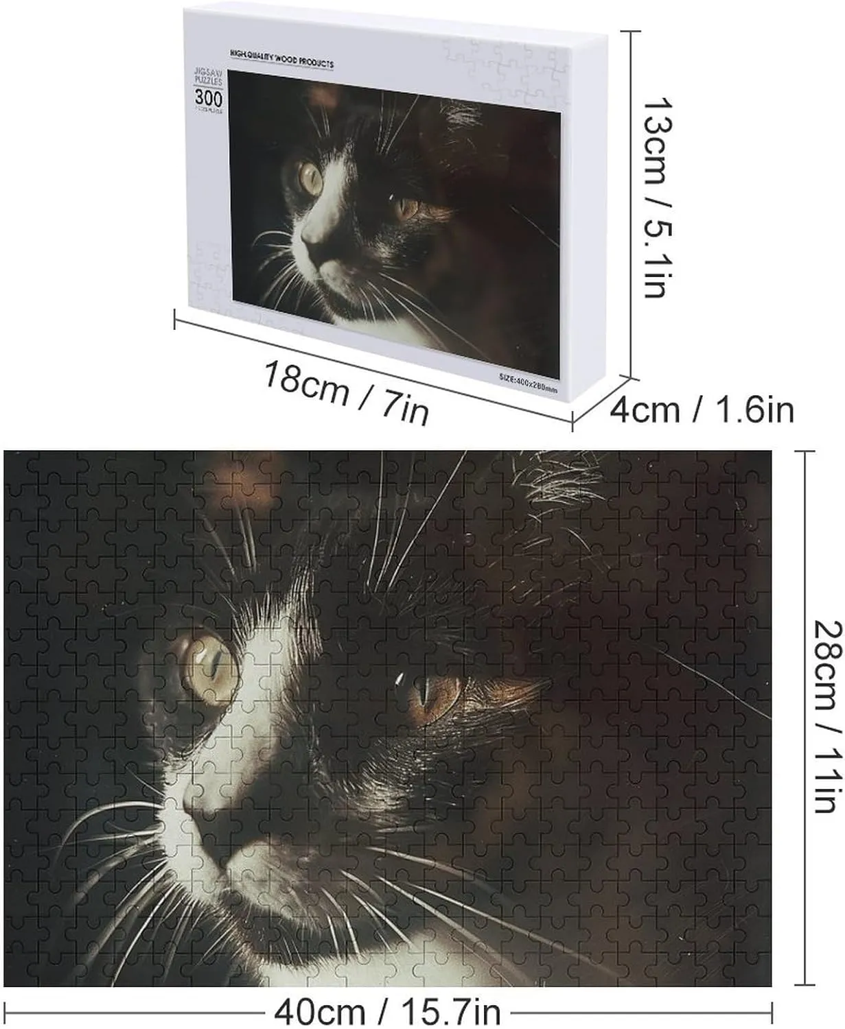 Puzzles 300 Pice Personalized Jigsaw Puzzles Cat with White Eyes Photos Puzzle for Family Picture Puzzle for Adults Wedding Birthday