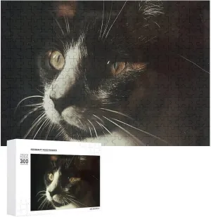 Puzzles 300 Pice Personalized Jigsaw Puzzles Cat with White Eyes Photos Puzzle for Family Picture Puzzle for Adults Wedding Birthday