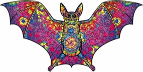Puzzles 300 Pieces Multicoloured Bat Animal Shaped, Unique Irregular Shape Puzzles Decor, Family Game Play Collection, Natural Wood Puzzle 8.31X16.54 inch, Large