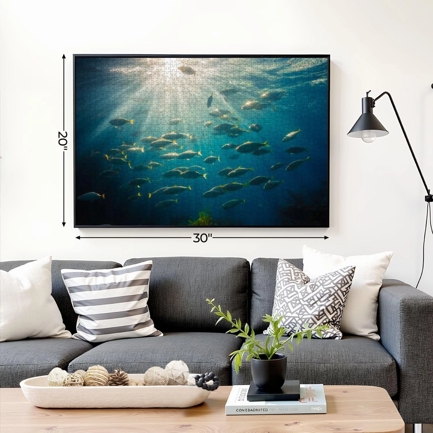Puzzles for Adults 1000 Pieces Underwater Sunlight Fish Natural Scene Wooden Jigsaw Puzzles Challenging Fun Educational Family Games Kid Toys Art Work Gift Home Decor