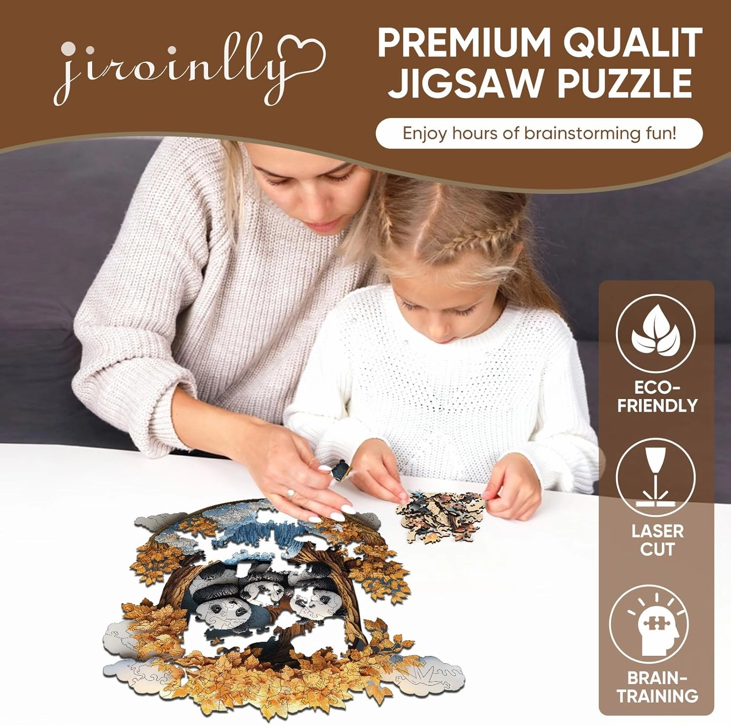 Puzzles for Adults 3D Vision Panda Wooden Puzzles, 200 Pieces Unique Shaped Liberty Jigsaw Puzzles, Creative Toys for Adults and Kids, Fun Challenge Family Game 11.2'' x 11.2''