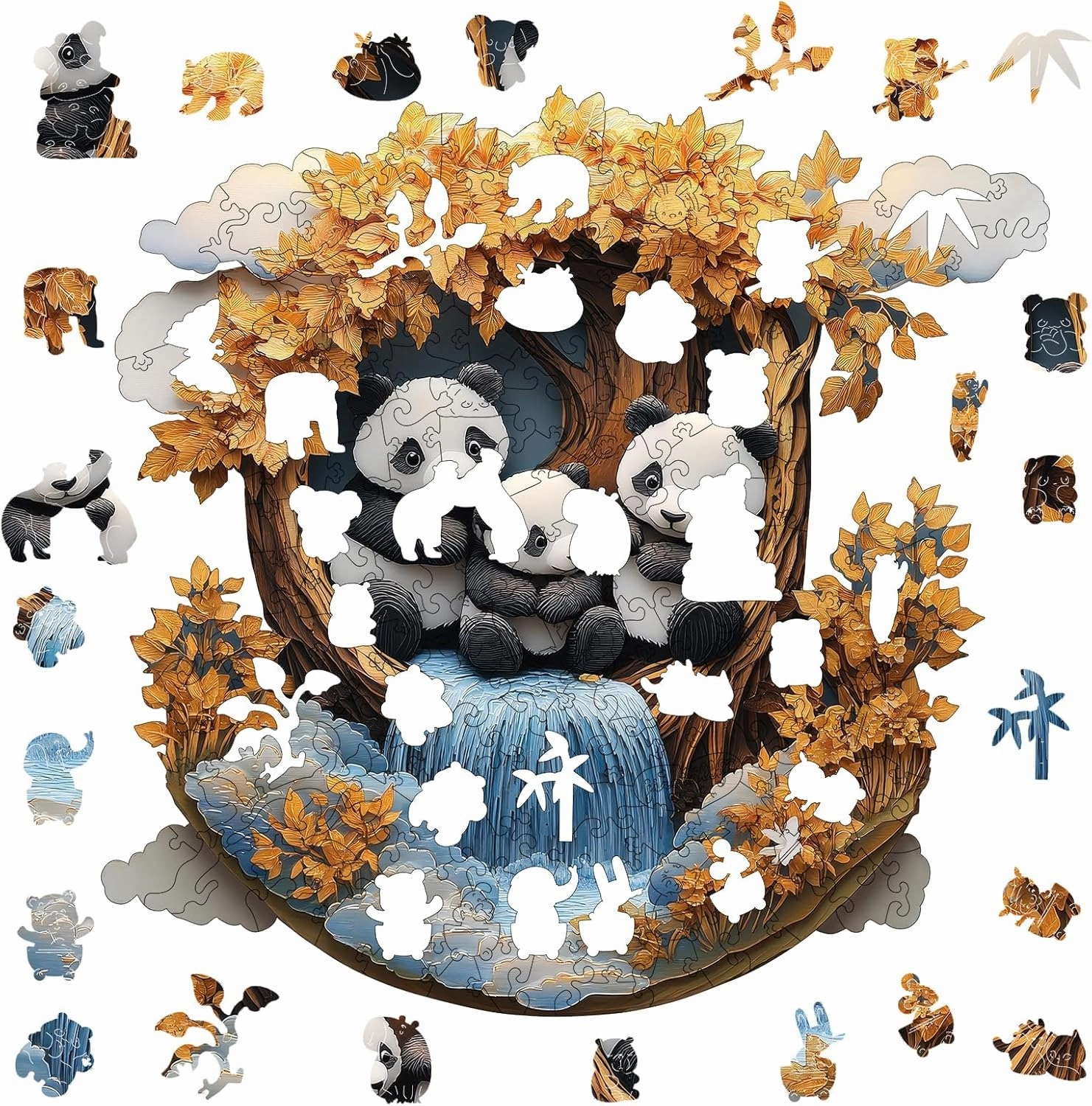 Puzzles for Adults 3D Vision Panda Wooden Puzzles, 200 Pieces Unique Shaped Liberty Jigsaw Puzzles, Creative Toys for Adults and Kids, Fun Challenge Family Game 11.2'' x 11.2''
