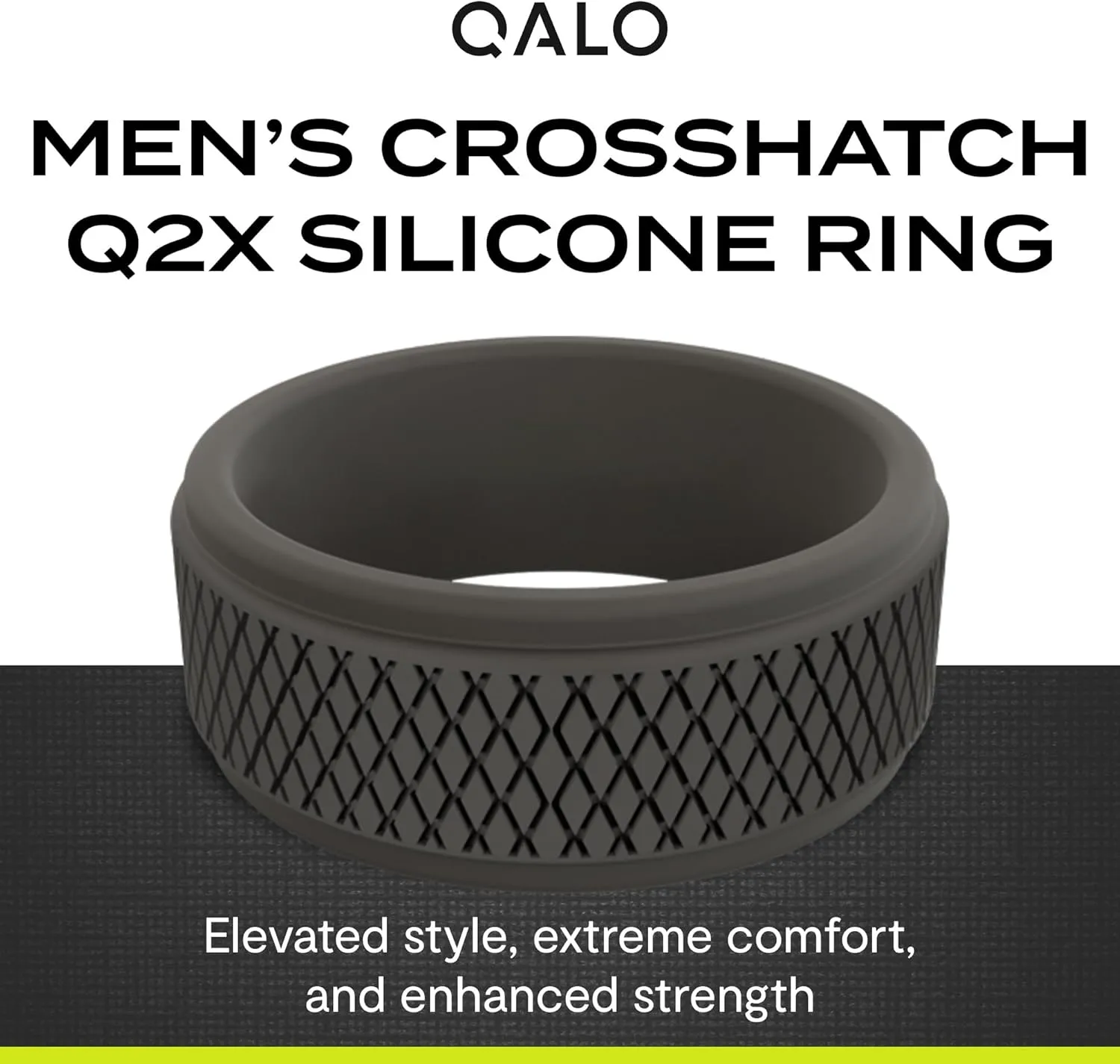 QALO Silicone Ring for Men - Mens Crosshatch Design with Breathable & Durable Silicone with Q2X - Comfort Fit Mens Silicone Wedding Bands - Rubber Engagement Rings for Him