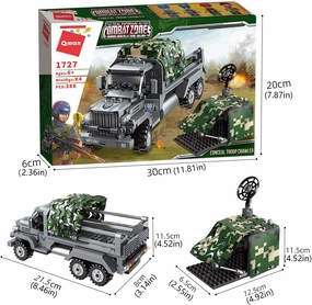 QMAN Military Vehicle Building Blocks Sets, WW2 Army Building Blocks Set WWII Toys with 4 Soldiers Toys Gift for Boy Ages 6-12 Years(386 Pieces)