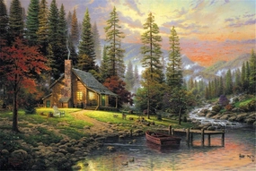 Queenie® Premium 1000 Piece Autumn Forest River Landscape Warm Oil Painting Jigsaw Wooden Puzzles Toys for Adults Family Wall Decoration