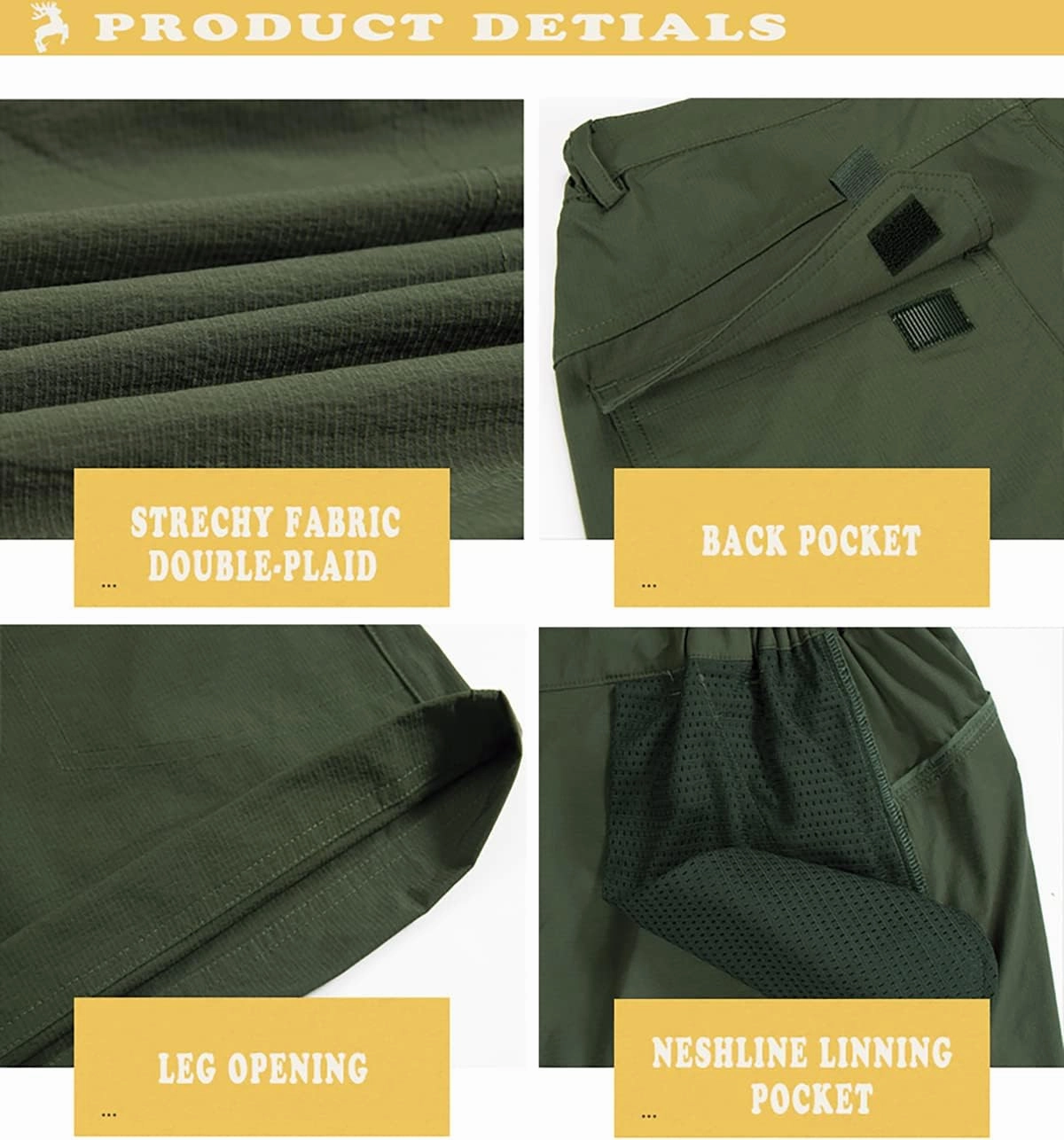 Quick Dry Cargo Hiking Strectchy Shorts Men's Outdoor Summer Causal Work Multi-Pocket Short (No Belt)