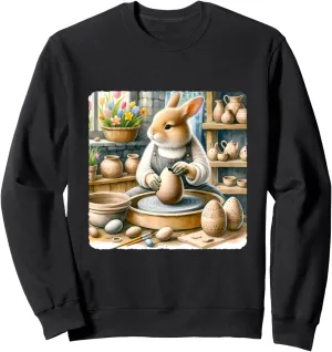 Rabbit Sculpts Easter Orb Pottery. Studio Clay-Stained Craft Sweatshirt