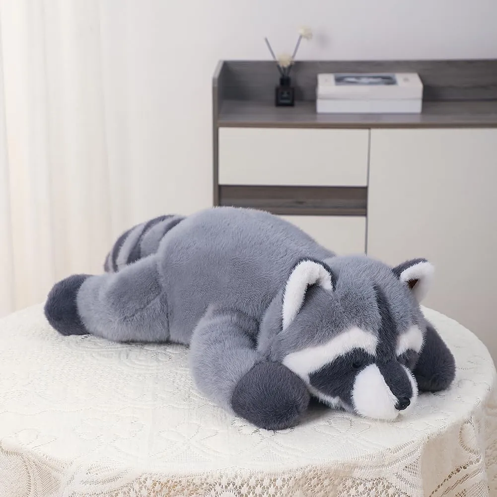 Raccoon Plush, Raccoon Stuffed Animals, Cute Plush Toys Realistic Raccoons Body Pillow Hug Sleeping Fluffy Animal Toys for Kids, Bed Decor Plushie Doll Birthday Gift (11.8in)