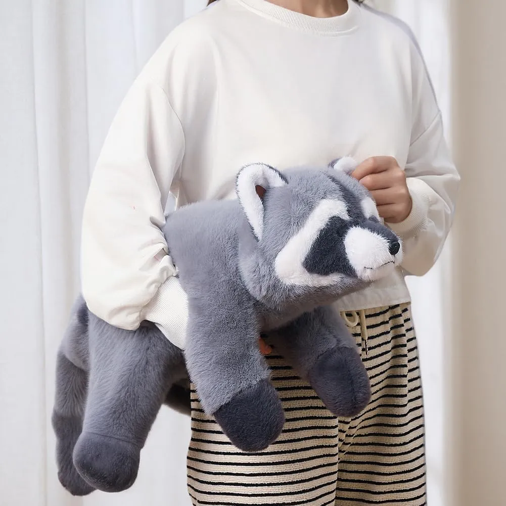 Raccoon Plush, Raccoon Stuffed Animals, Cute Plush Toys Realistic Raccoons Body Pillow Hug Sleeping Fluffy Animal Toys for Kids, Bed Decor Plushie Doll Birthday Gift (11.8in)