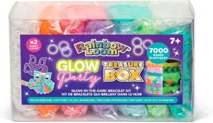 Rainbow Loom: Treasure Box - Glow-in-The-Dark Edition - DIY Bands Jewelry Kit, 7000 Glow Rubber Bands, 2 Happy Looms, Crafting Activity, Kids Ages 7 