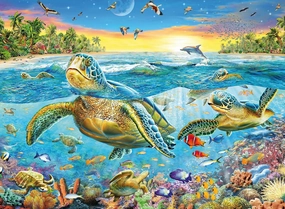Ravensburger - Swim with Sea Turtles Jigsaw Puzzle | 100 Unique Pieces Technology | Ideal for Kids Age 4-8 | FSC Certified for Sustainability