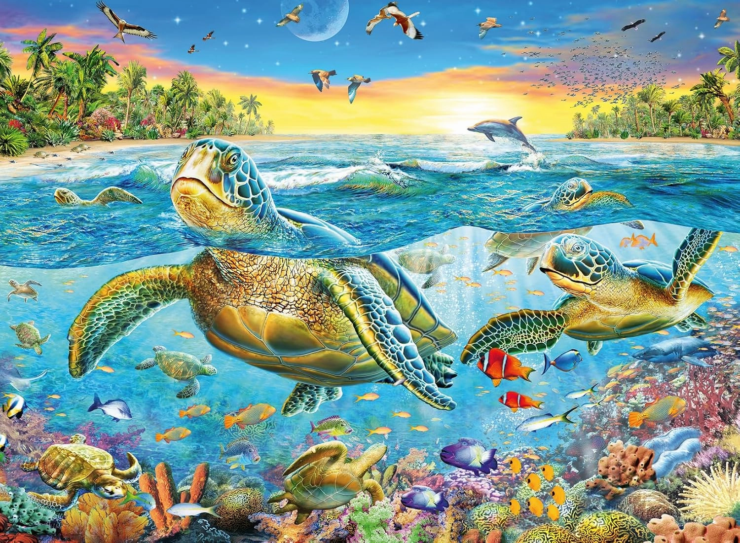 Ravensburger - Swim with Sea Turtles Jigsaw Puzzle | 100 Unique Pieces Technology | Ideal for Kids Age 4-8 | FSC Certified for Sustainability