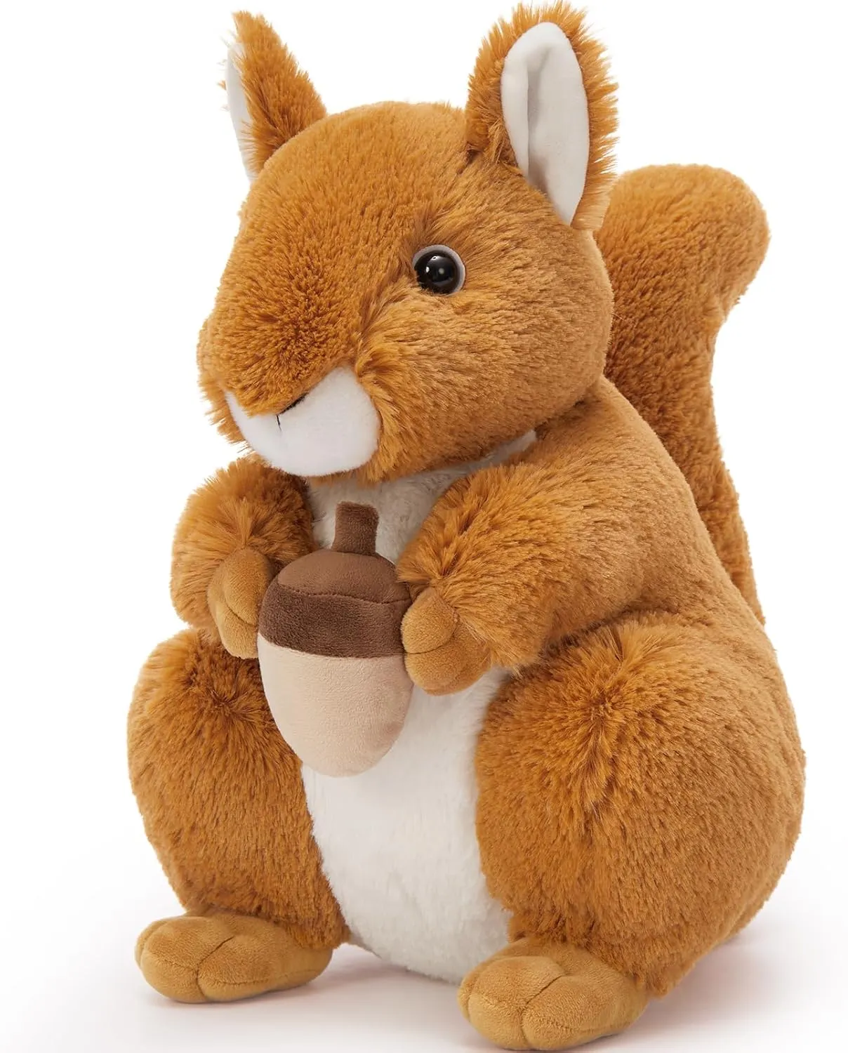 Realistic Squrrile Stuffed Animal, Cute Squirrel Plush Toy Holding Mini Acorn, Small Stuffed Squrrile Plushie Gift for Girls Boys Kids Forest Animal Lover on Christmas Baby Shower, 13"