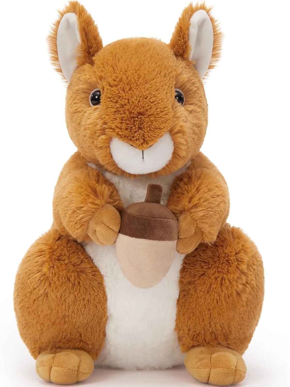 Realistic Squrrile Stuffed Animal, Cute Squirrel Plush Toy Holding Mini Acorn, Small Stuffed Squrrile Plushie Gift for Girls Boys Kids Forest Animal Lover on Christmas Baby Shower, 13"