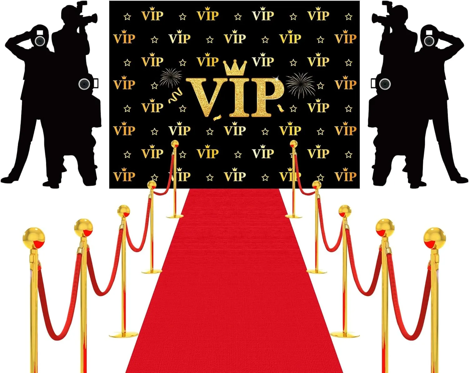 Red Carpet Runner for VIP Theme Party Decorations 6.5 x 5 ft VIP Photography Backdrop Movie Night Banner Paparazzi Props 2.6 x 15 ft Runner Rug Accessory for Home Film Party Supplies Favors
