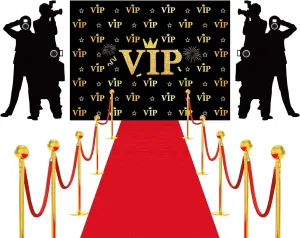 Red Carpet Runner for VIP Theme Party Decorations 6.5 x 5 ft VIP Photography Backdrop Movie Night Banner Paparazzi Props 2.6 x 15 ft Runner Rug Accessory for Home Film Party Supplies Favors
