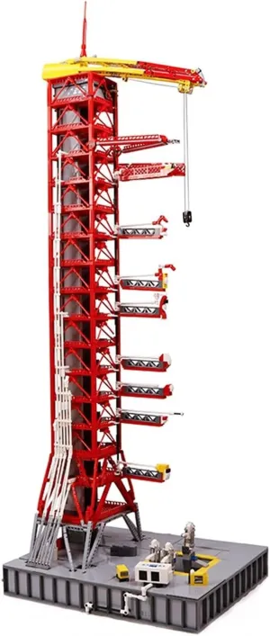 Red Saturn-V Launch Tower Model Building Toy 3292 Pieces Building Set MOC Build for Age 18 