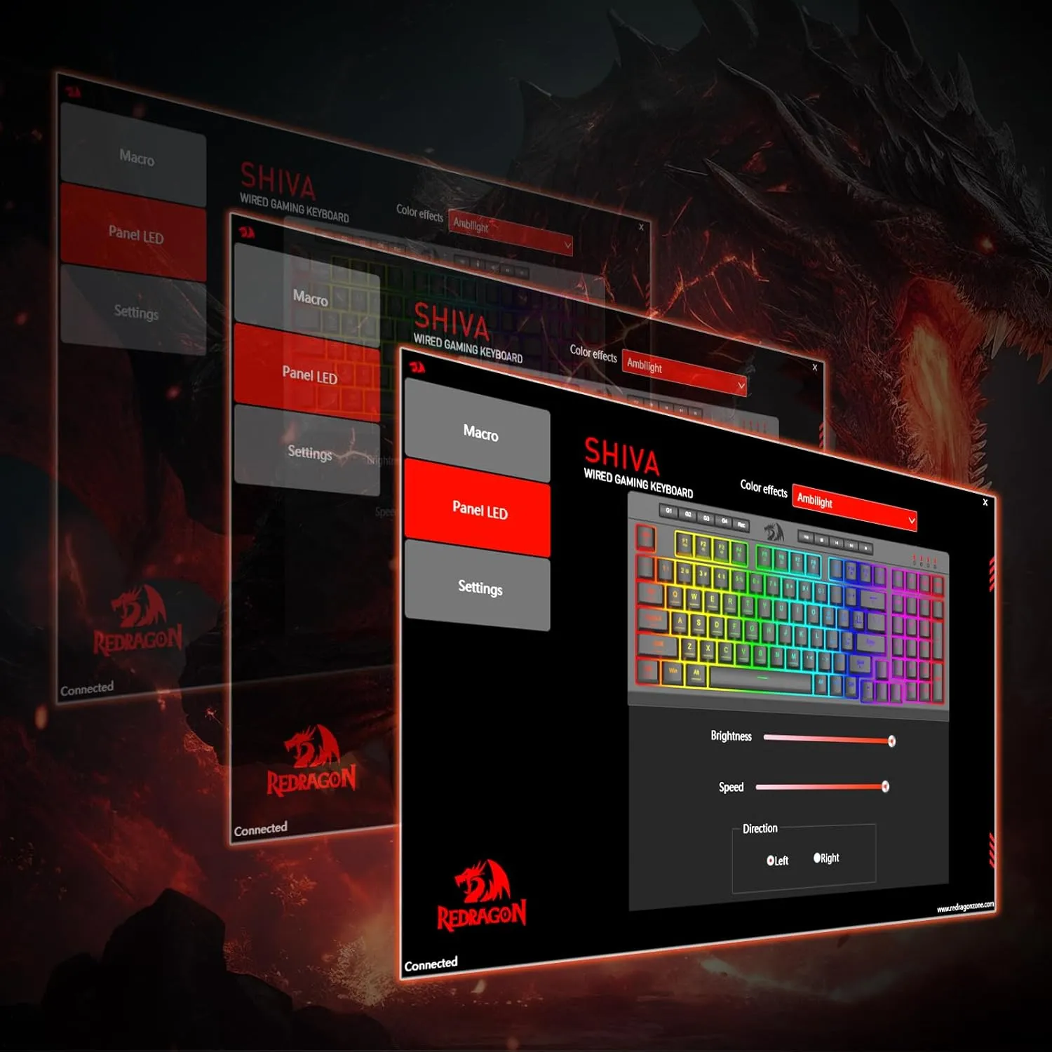 Redragon K515 Shiva Wired RGB Membrane Gaming Keyboard, 98 Keys Mechanical-Feel Keyboard w/Smooth Linear Switch, On-Board Macro & Dedicated Multimedia Keys, Detachable Wrist Rest, Software Supported
