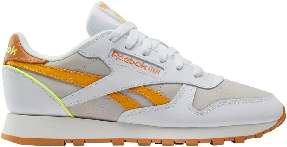 Reebok Women's Classic Leather Sneaker, White/Sunbaked Clay/Electric Amber, 9