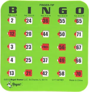 Regal Bingo Bulk Bingo Cards with Sliding Windows - Reusable Large Print Bingo Game Cards for Adults Large Group - 200 Pack, Green