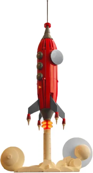 Retro Futuristic Rocket Ship Model for Adults Gift Collection MOC Build Gift for Age 18 
