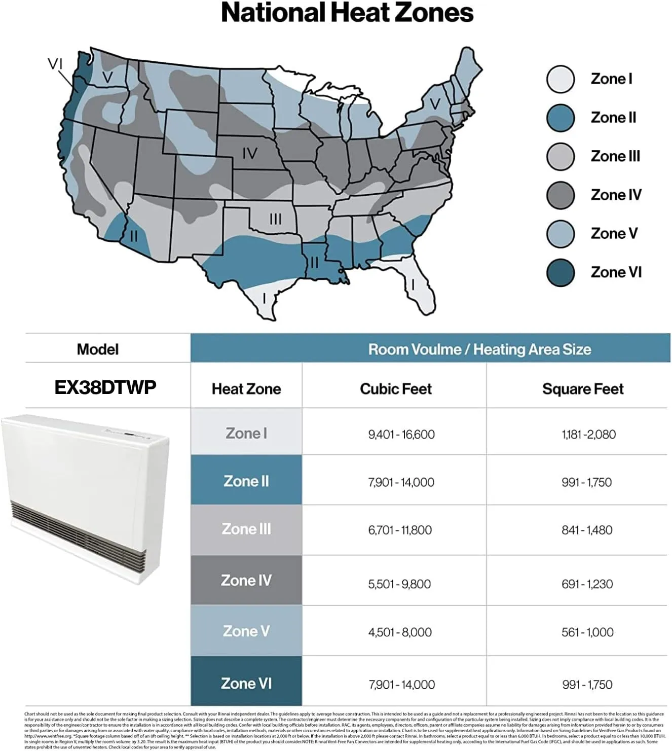 Rinnai EX38DTWP Direct Vent Wall Furnace, Indoor Propane Heater, Energy Efficient Space Heater, 36,500 BTU, White large