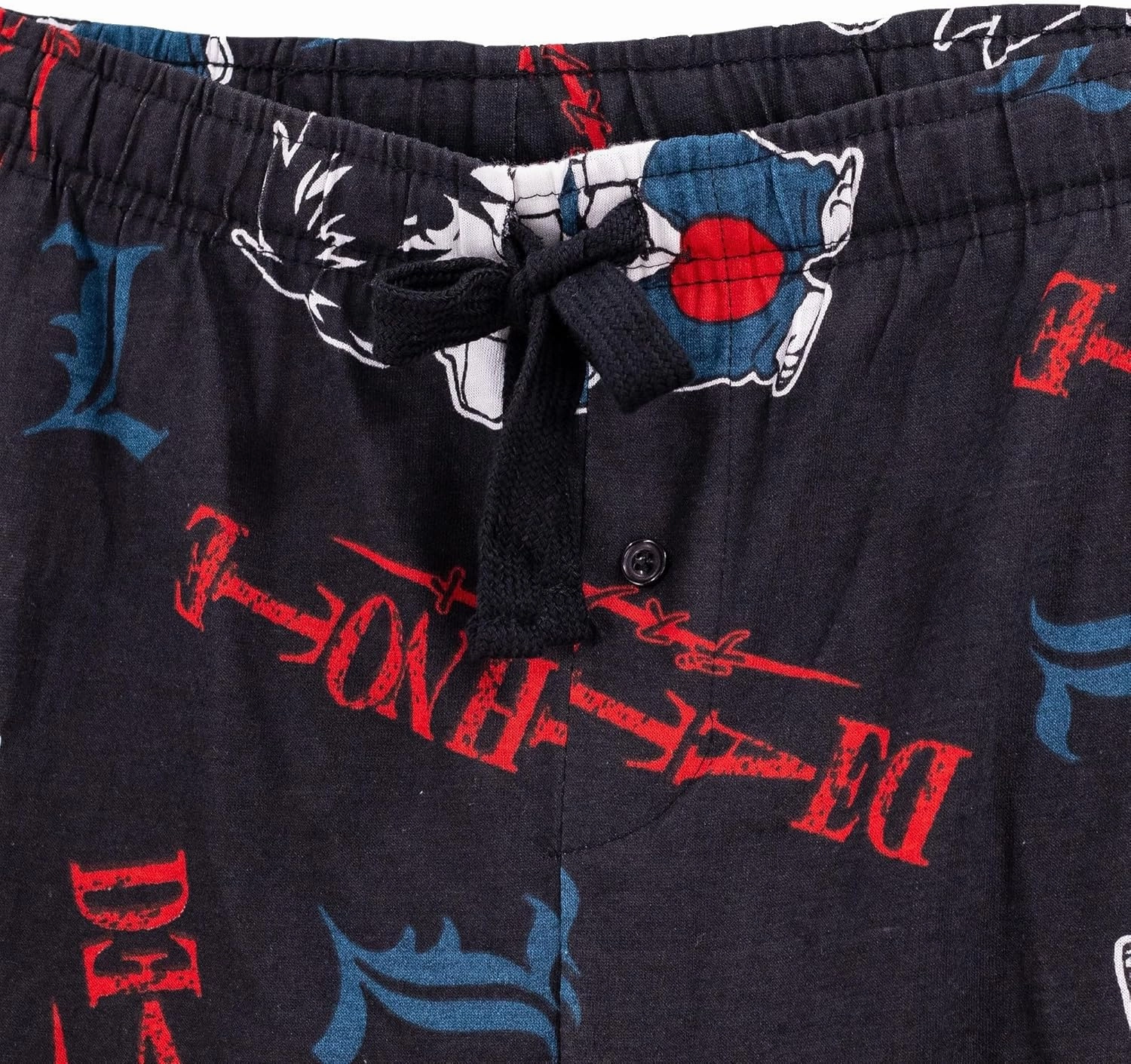 Ripple Junction Death Note Men’s Lounge Pants L Lawliet Chibi Super Deformed SD Anime Logo All Over Print Officially Licensed