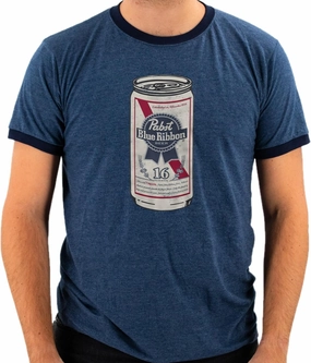 Ripple Junction Pabst Blue Ribbon Men's Short Sleeve Ringer T-Shirt Classic PBR Vintage Distressed Beer Officially Licensed