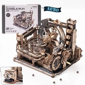ROKR 3D Puzzles for Adults, Electric Model Kits Marble Spaceport LGC01, 472pcs Marble Run Brain Teaser Wooden Puzzles Building Toy, Desk Decor Creative Birthday Gifts for Men/Women 14 