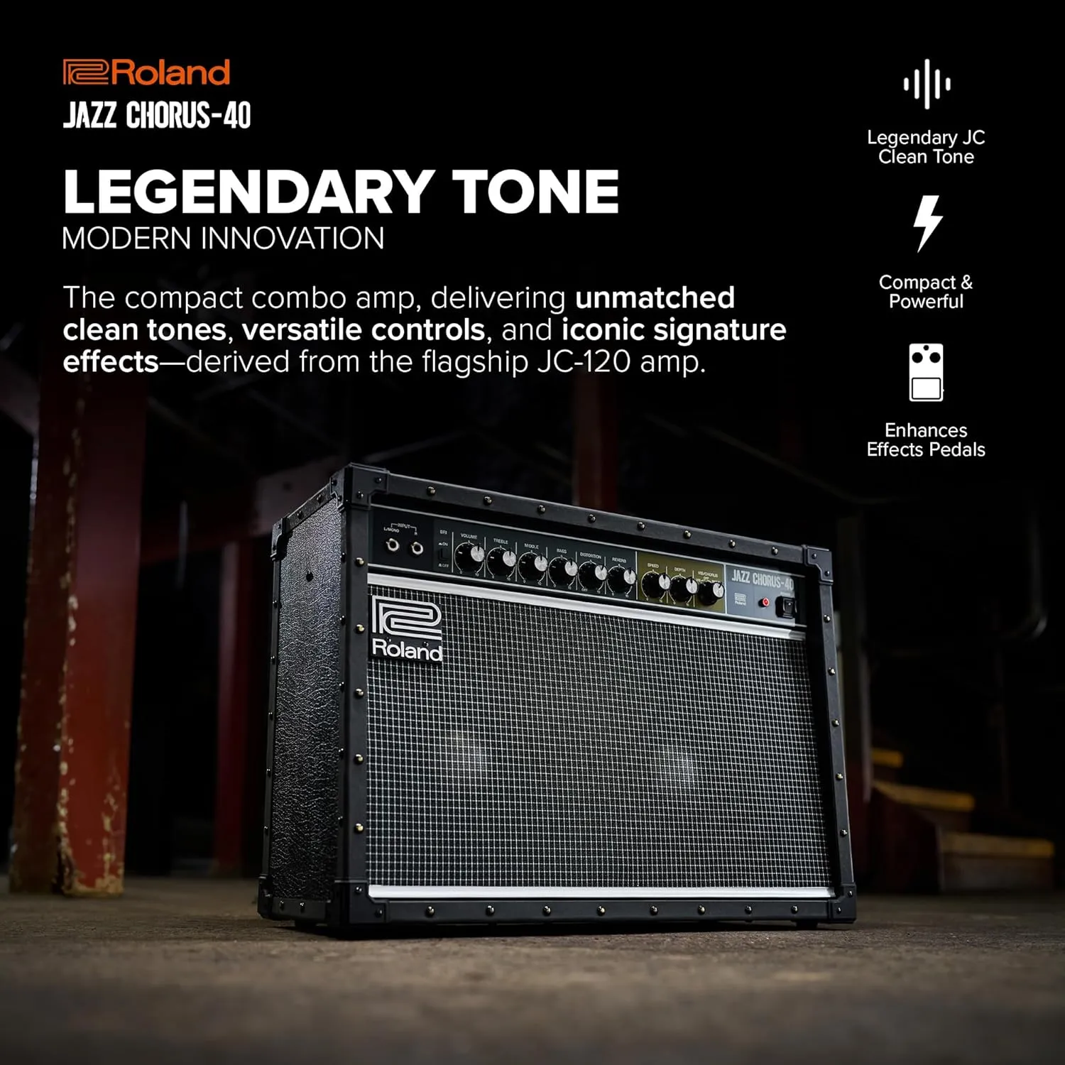 Roland JC-40 Jazz Chorus 40-Watt Guitar Amplifier with Two 10-Inch Speakers