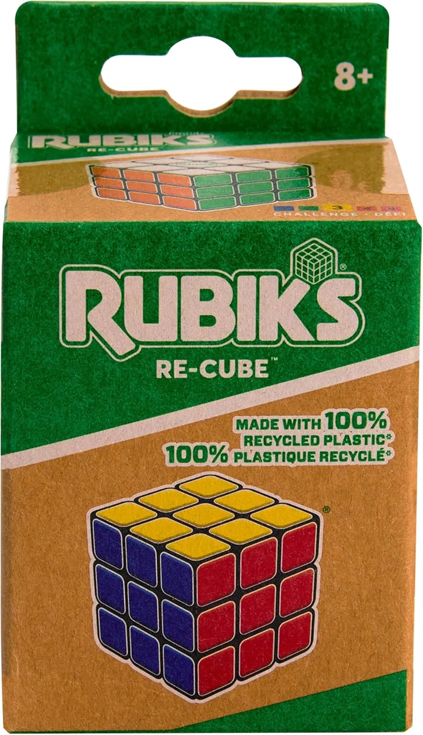 RUBIK'S Cube Recube 3x3 Puzzle Game for Adults and Children Rubik's Magic Cube – 100% Recycled 3x3 Puzzle Colour Matching – Classic Cube Problem Solving – Children's Toy Age 8 