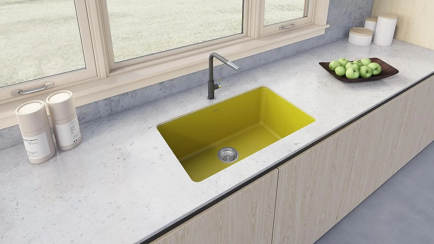 Ruvati 30-inch Fireclay Undermount/Drop-in Topmount Kitchen Sink Single Bowl - Yellow - RVL3030YL