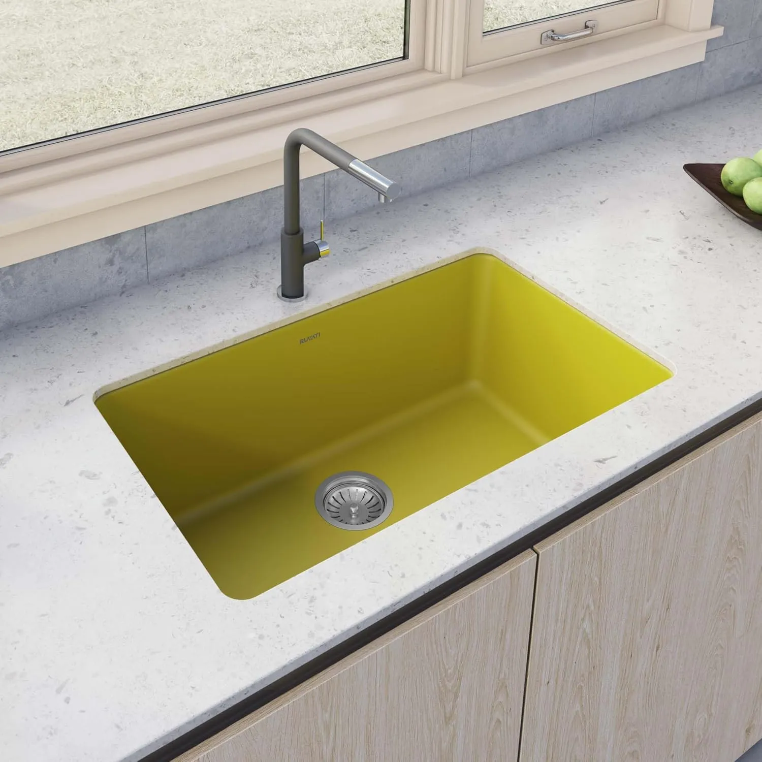 Ruvati 30-inch Fireclay Undermount/Drop-in Topmount Kitchen Sink Single Bowl - Yellow - RVL3030YL