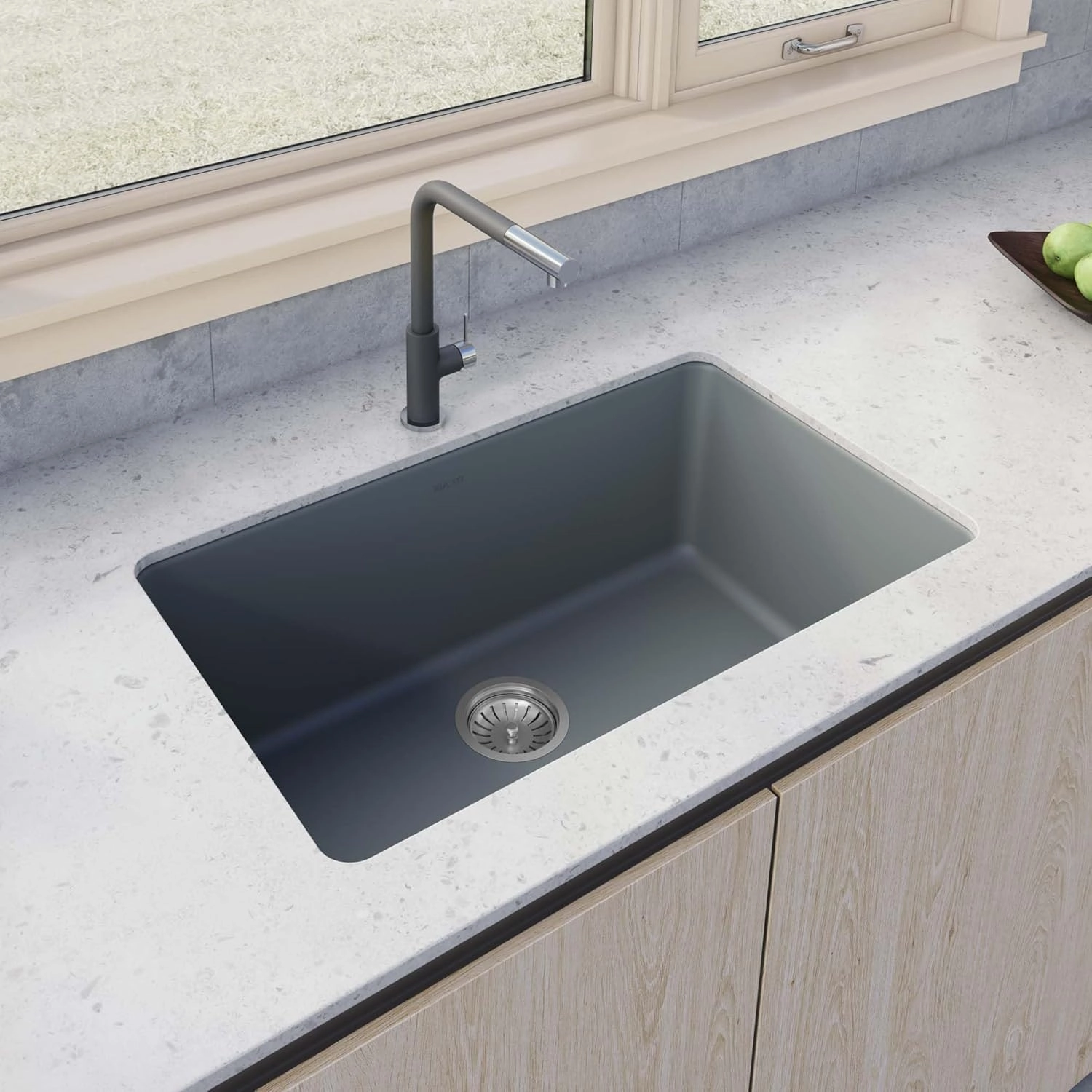 Ruvati 30-inch Fireclay Undermount/Drop-in Topmount Kitchen Sink Single Bowl - Blue- RVL3030LU