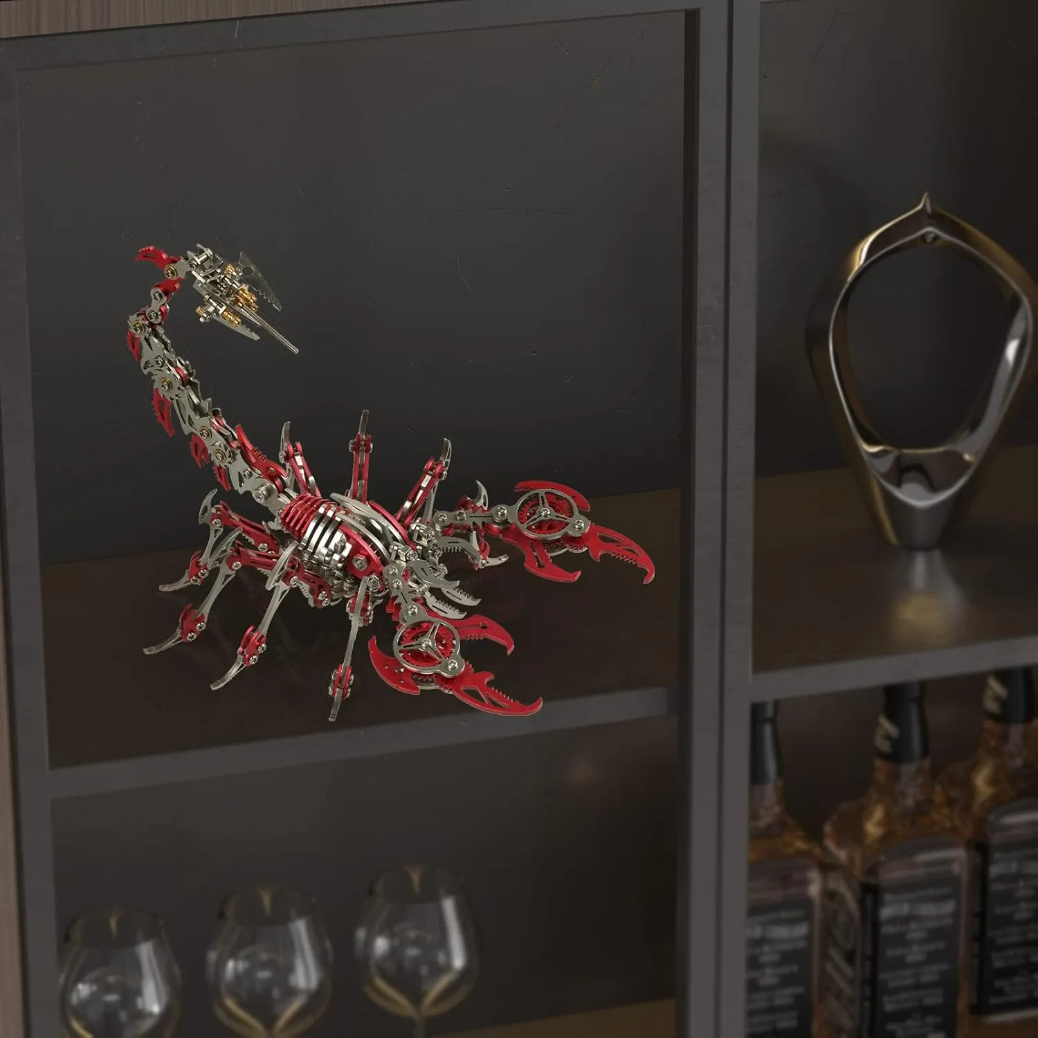 Scorpion 3D Metal Puzzles Kits for Adults Teens – 454 Pcs – Mechanical Assembly Models – 4 Hours to Build – Ideal for Gifts and Decorations (Red)