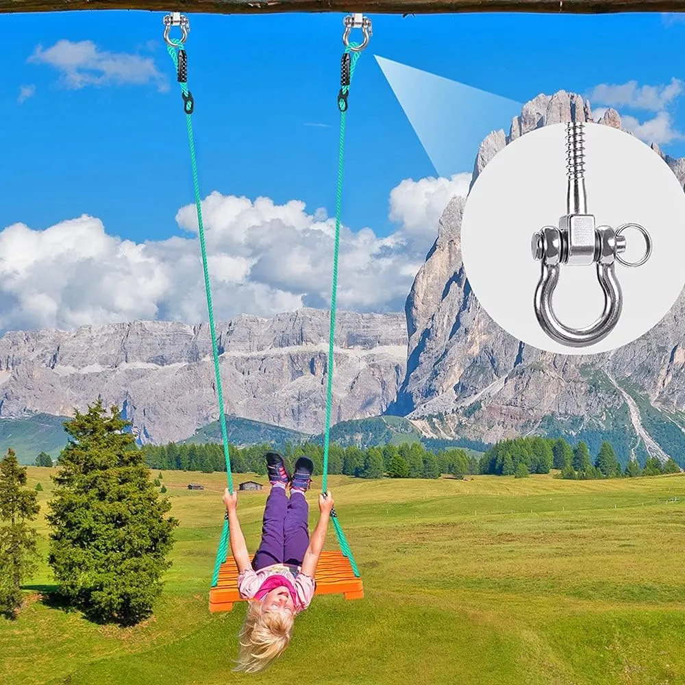 SELEWARE Heavy Duty 180° Swing Hangers, Stainless Steel Eye Screw Bracket, 1800 LB Capacity Playground Yoga Hammock Rope Tire Web Chair Sandbag Punching Bag Porch Swing Sets (4 Pack)