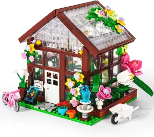 SEMKY City Series Flower House Building Blocks Set with LED Lights, (579Pieces) Creative Flower House Model Gifts for Kid and Adult