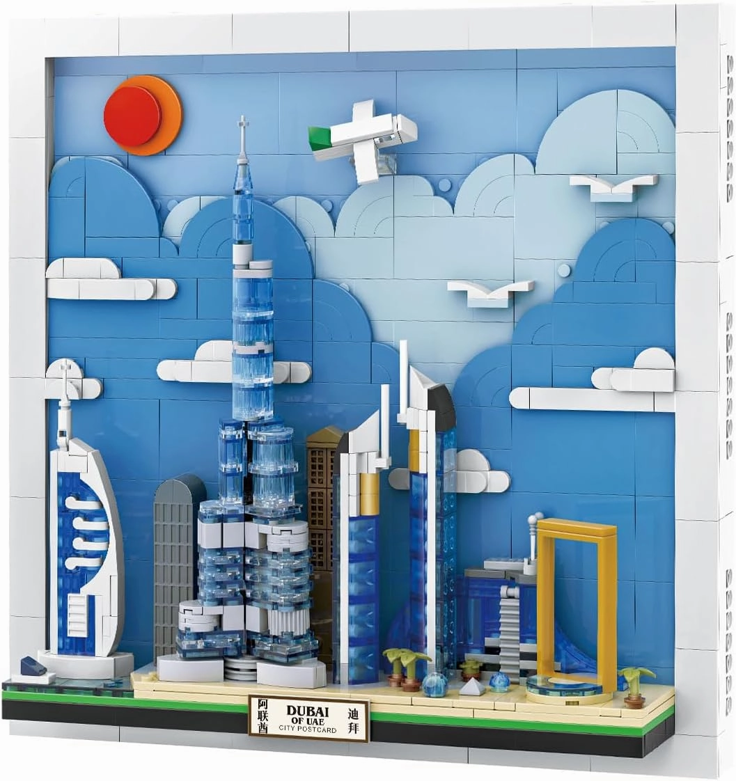 SEMKY The Dubai Skyline Architecture Building Block Set (740 Pieces) –Wall Art Building Blocks for Kid and Adult