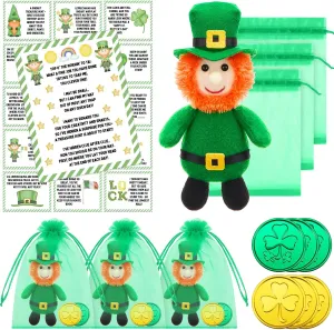 Shappy 24 Set Leprechaun Plush Toy St. Patrick's Day Plush Toy Doll with Shamrock Coins and Leprechaun Treasure Hunt Letter St Patricks Day Decorations Irish Stuffed Decor