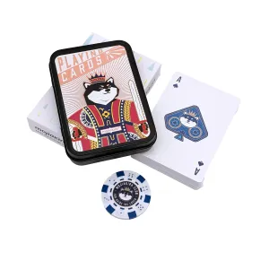 Shiba Inu Royal Flush: Traditional Collector's Edition Playing Cards with Exclusive Casino Chip, original card design in Black metal tin box, the love for Shiba Inu with the classic appeal of playing cards