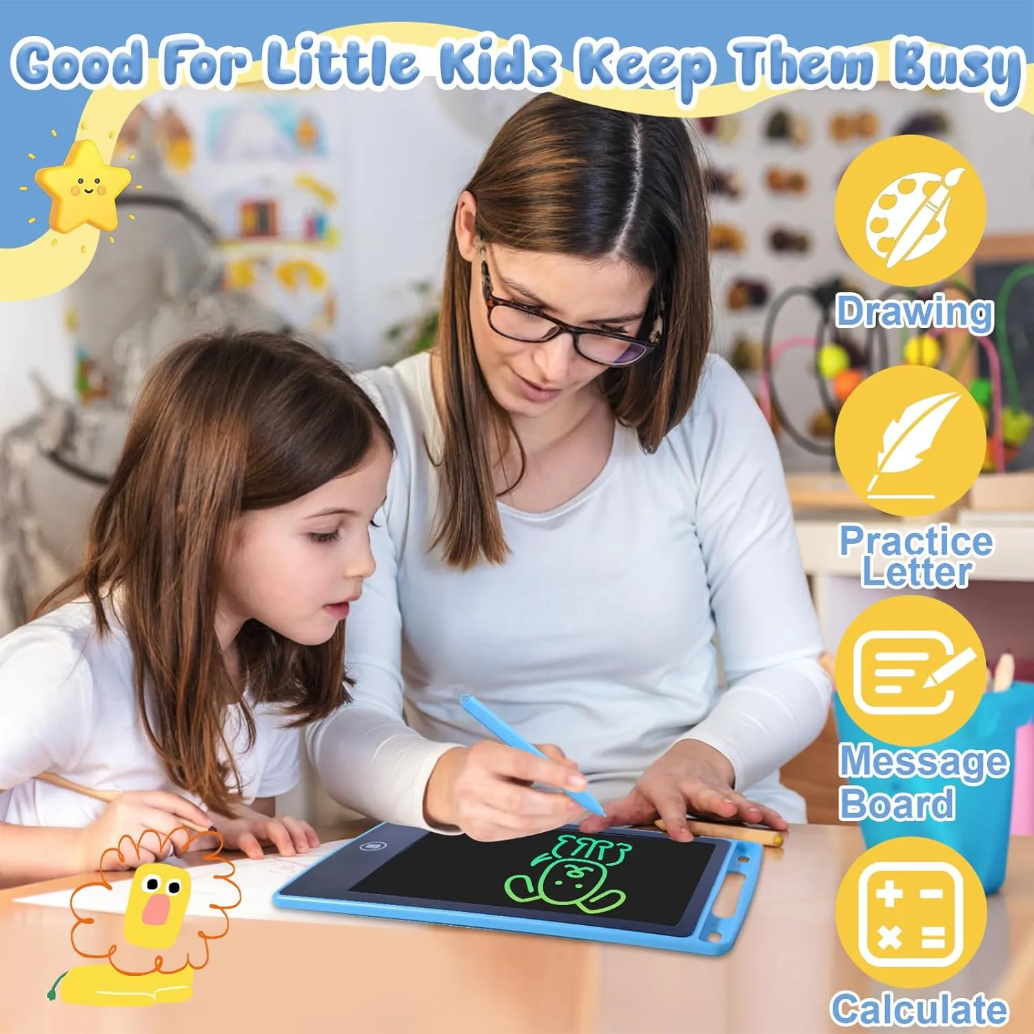 Shyflpopo 8 Pack Kids LCD Writing Tablets 8.5 Inch Colorful Drawing Board with One-Click Erase, Lock, and Stylus,Reusable Writing Pad for Ages 3-12 Boys and Girls Learning Writing (8.5 Inch)