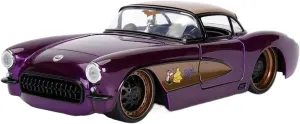 Simulation Car Model 1：24 for Corvette 1957 Alloy Diecast Simulation Car Model Hobby Collection Decoration Mini Vehicles Toys(Purple)