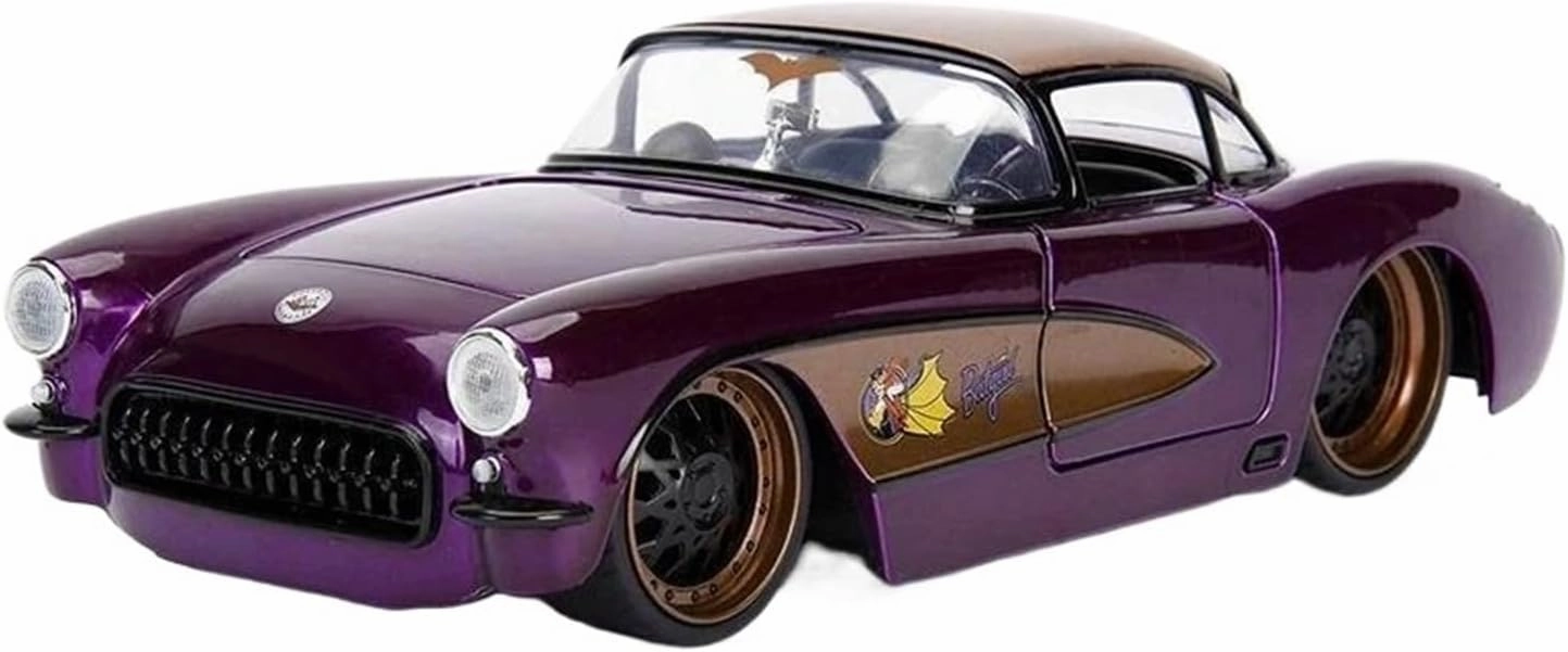 Simulation Car Model 1：24 for Corvette 1957 Alloy Diecast Simulation Car Model Hobby Collection Decoration Mini Vehicles Toys(Gray)