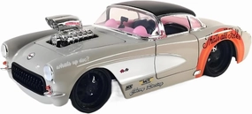 Simulation Car Model 1：24 for Corvette 1957 Alloy Diecast Simulation Car Model Hobby Collection Decoration Mini Vehicles Toys(Gray)