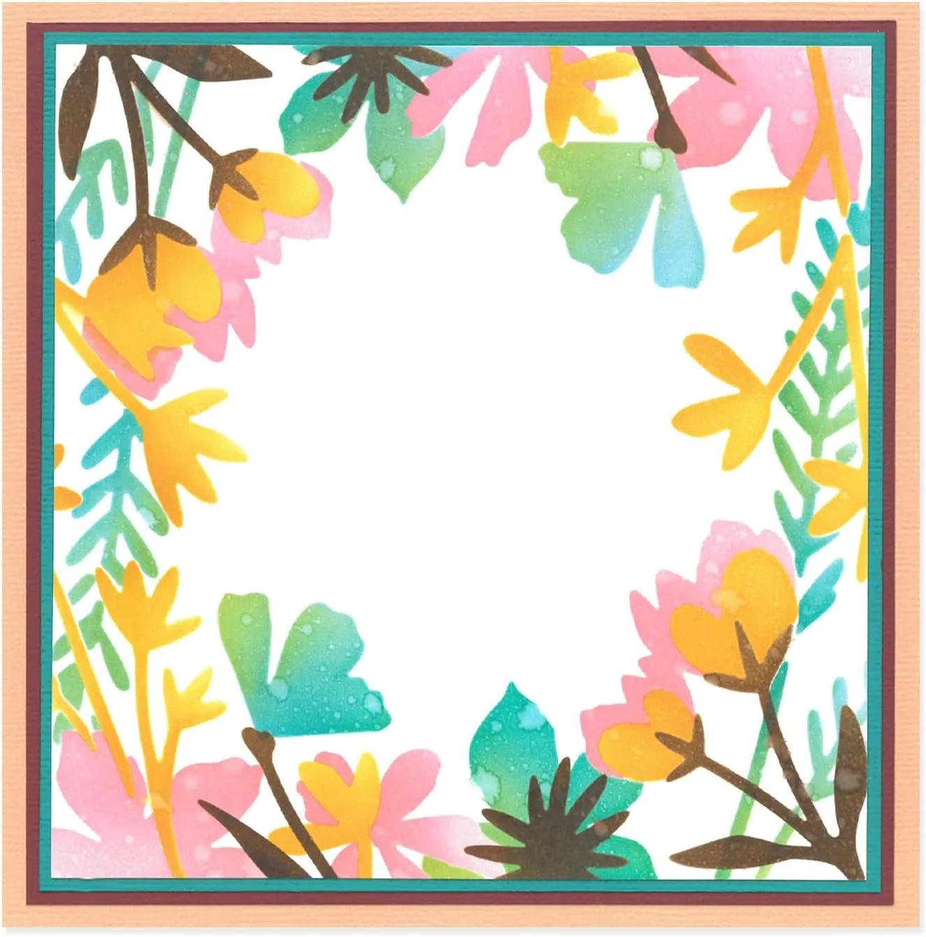 Sizzix Layered Stencils-Botanical Border, White