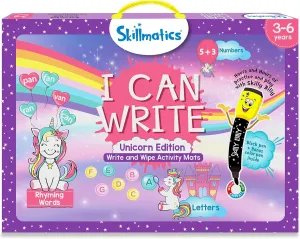 Skillmatics I Can Write Unicorns - Reusable Preschool Learning Activities, Educational Toy and Game, Back to School Supplies, Gifts for Students, Kids, Toddlers Ages 3, 4, 5, 6