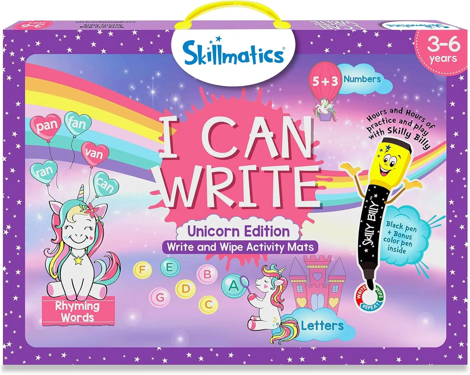 Skillmatics I Can Write Unicorns - Reusable Preschool Learning Activities, Educational Toy and Game, Back to School Supplies, Gifts for Students, Kids, Toddlers Ages 3, 4, 5, 6