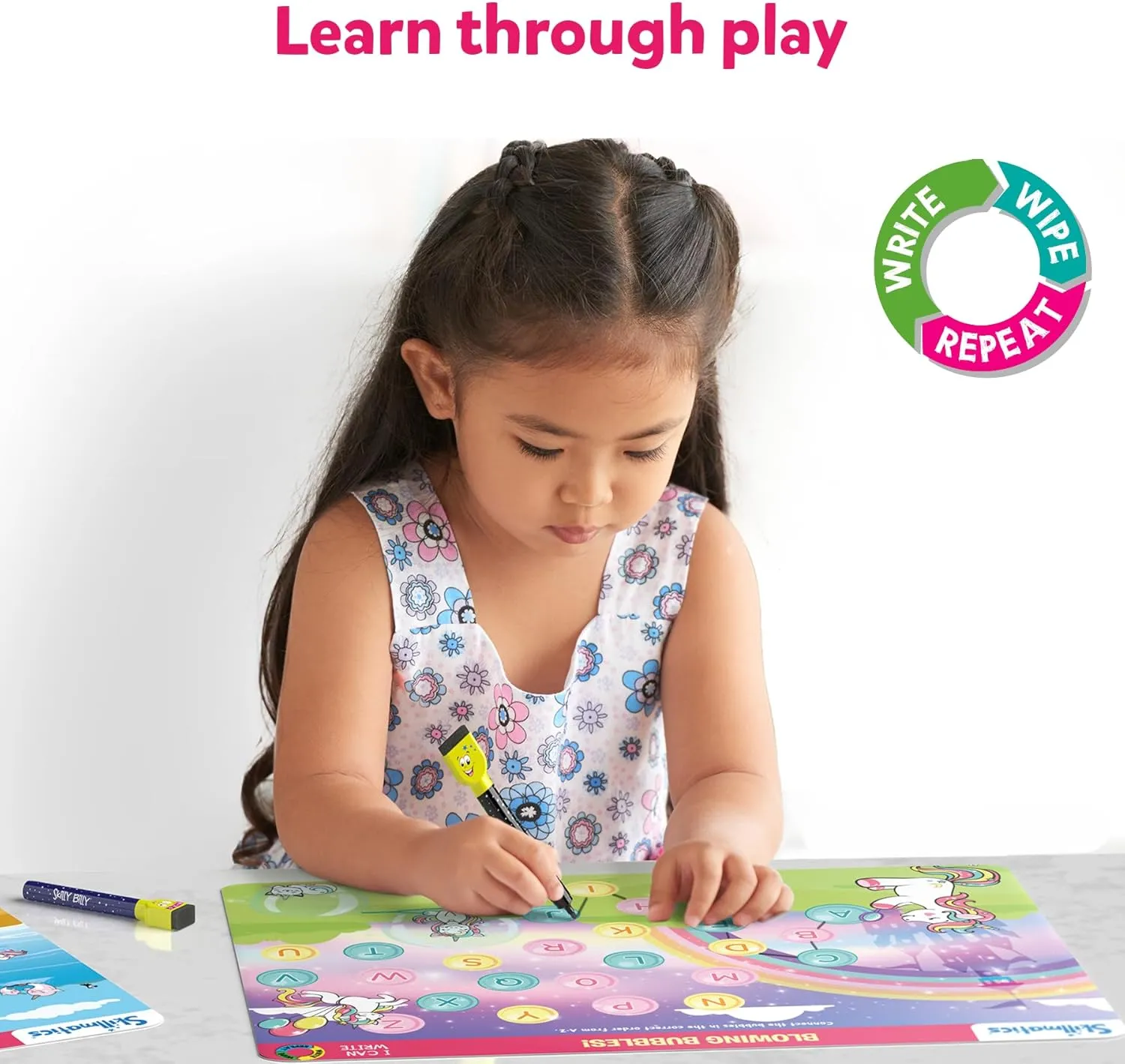 Skillmatics I Can Write Unicorns - Reusable Preschool Learning Activities, Educational Toy and Game, Back to School Supplies, Gifts for Students, Kids, Toddlers Ages 3, 4, 5, 6